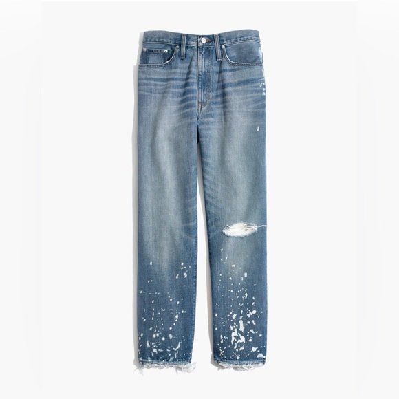 Madewell The Dadjean: Bleached Edition High-Rise Light Wash Splatter Jeans 26 - Picture 3 of 16